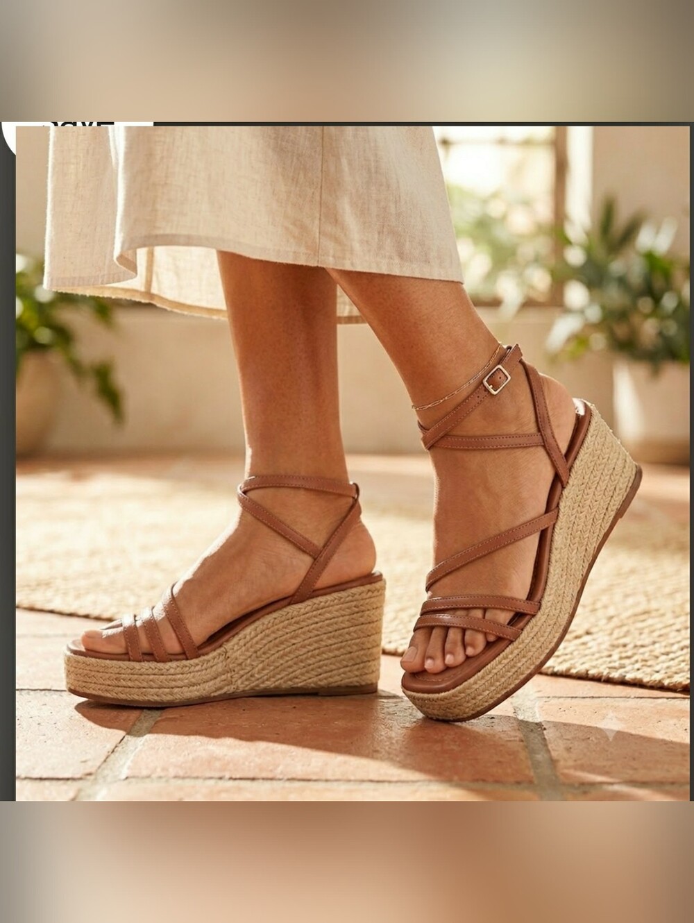 Boho Chunky Platform Wedge Sandals Leather Strappy Espadrilles Size 9 New
